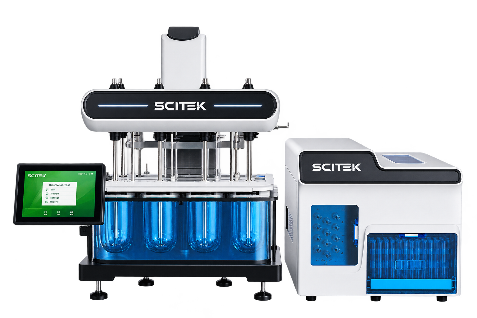 Scitek dissolution tester with automatic sampling and collection system